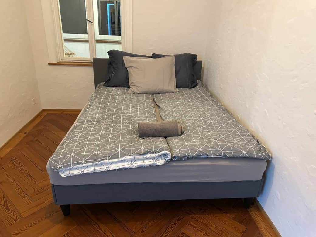Boxspring Double Bed in First Bedroom Boxspring Double Bed in First Bedroom
