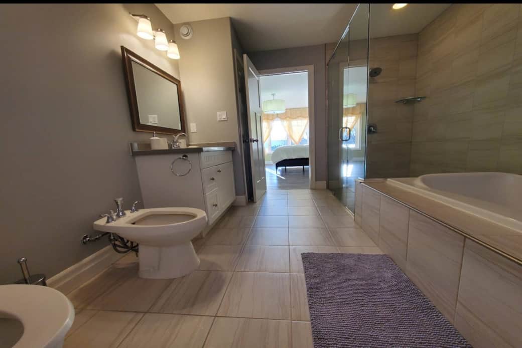 Luxury bathroom with glass shower and soaker tub Luxury bathroom with glass shower and soaker tub