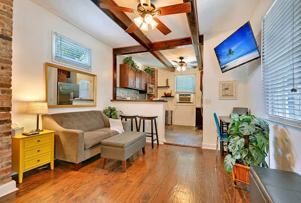 Cozy studio. You'll love the exposed beams, wood floors, and restored brick chimneys. Cozy studio. You'll love the exposed beams, wood floors, and restored brick chimneys.