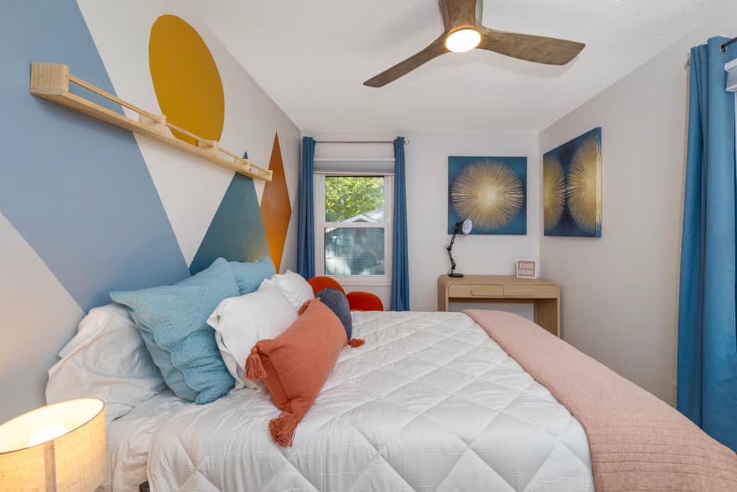 Queen Bed, and Office Desk