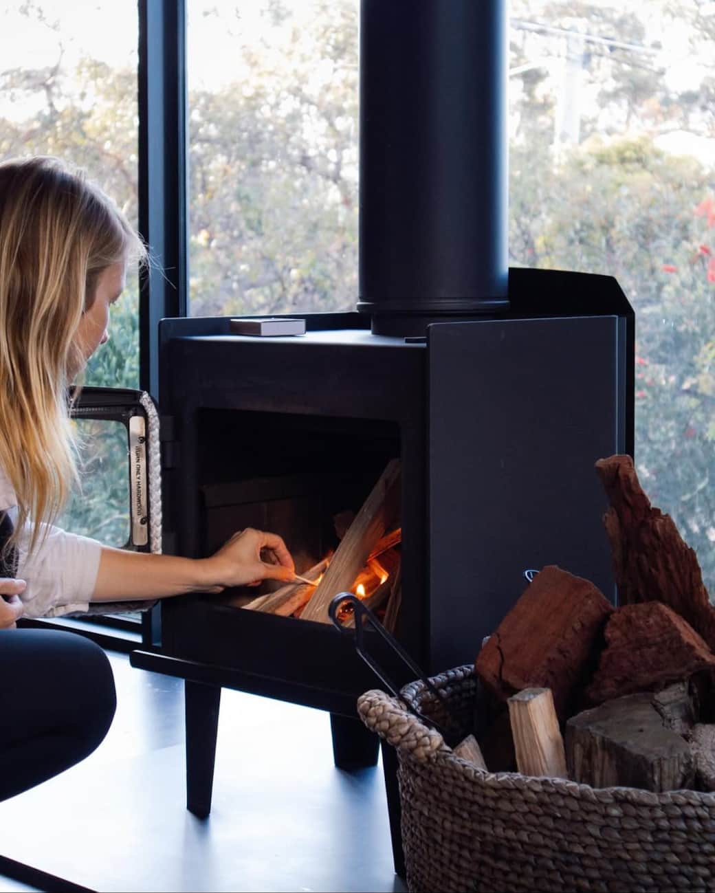 McQueen split system heating and cooling with wood heater for charm, wood supplied, Anglesea VIC