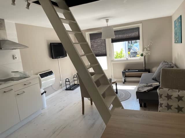 Living room with stairs