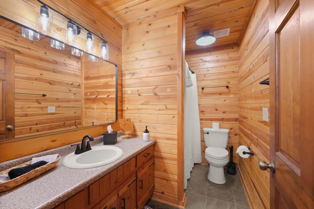 Downstairs bathroom with shower