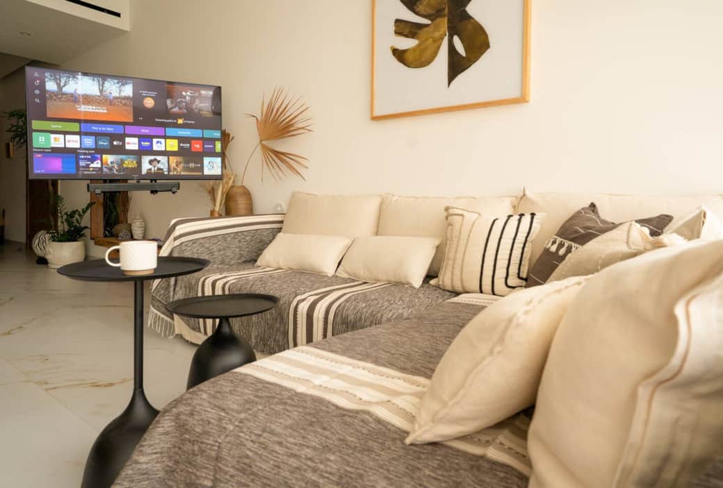 Swivel TV facing comfy sofa Swivel TV facing comfy sofa