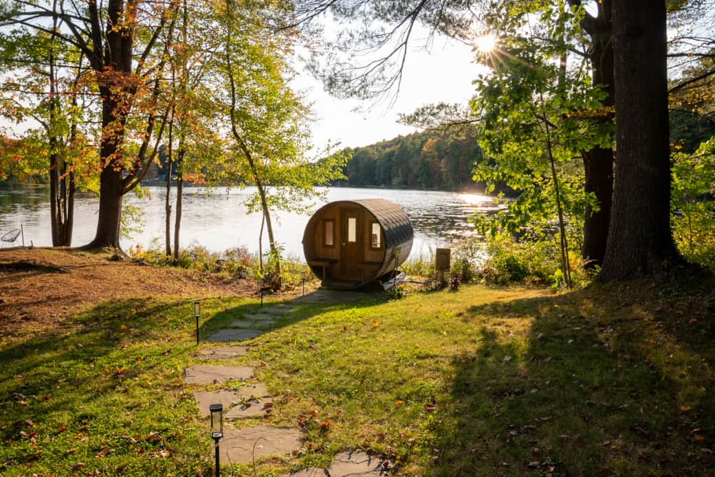 Relax and unwind in the warmth of the barrel sauna