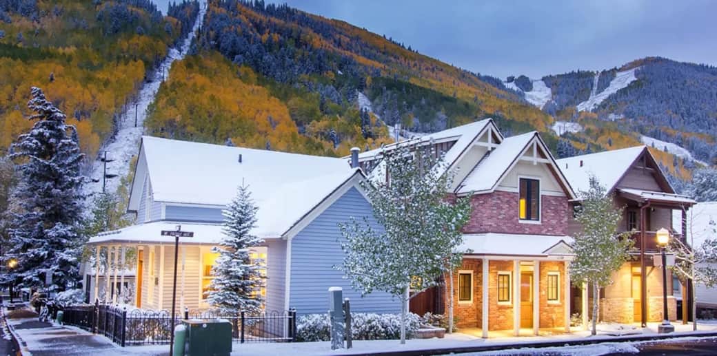 Exterior of South Oak Retreat overlooking Telluride Ski Resort and the gondola just a few steps away
