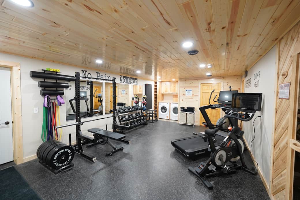 Fully equipped weight room. 