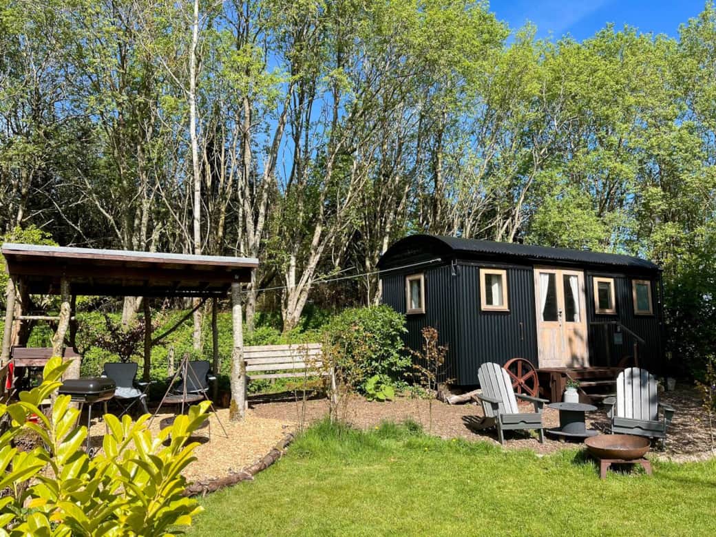 This is Archie’s own garden space.  There’s two fire pits, a Barbeque and outdoor kitchen facility with a covered area with sink and work space.  