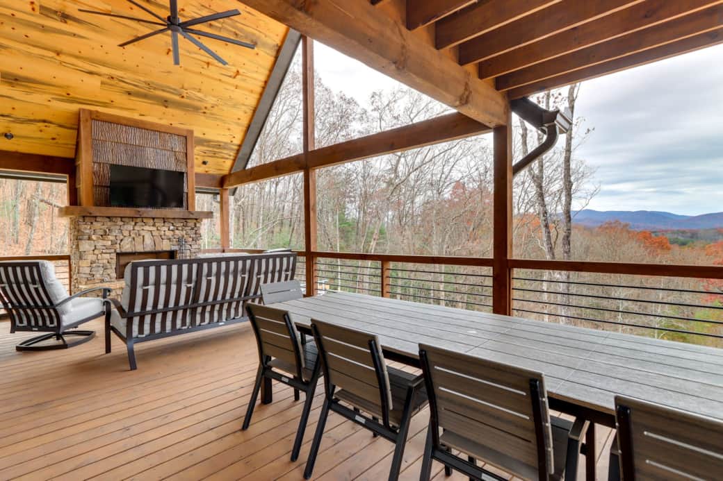 Covered Back Deck | Mountain View | Fireplace | Outdoor Dining
