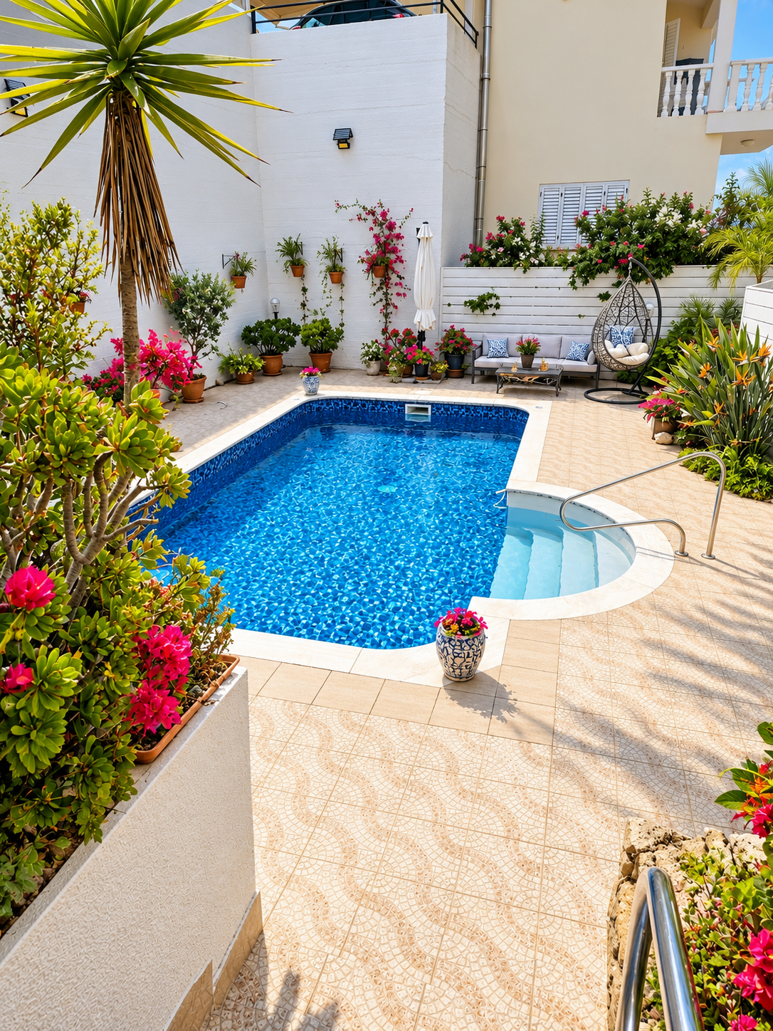 Private pool with roman steps