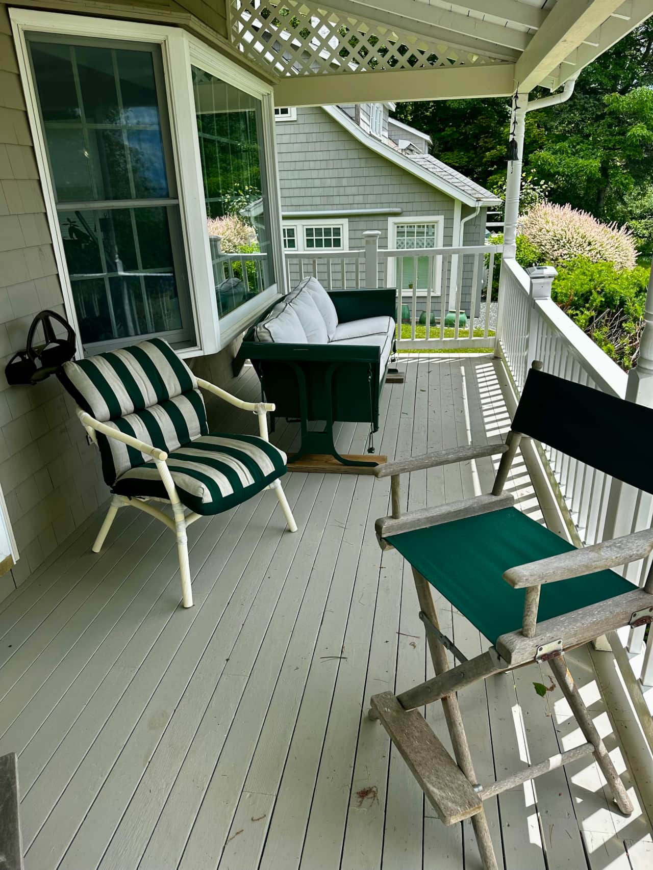 Relax on the porch watching the harbor activity