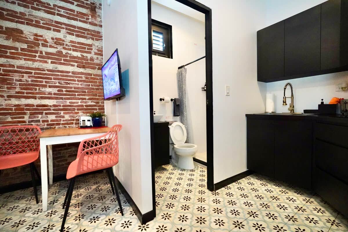 Every apartment comes with a private bathroom. We include towels, toilet paper, soap, shampoo, conditioner, and body wash.