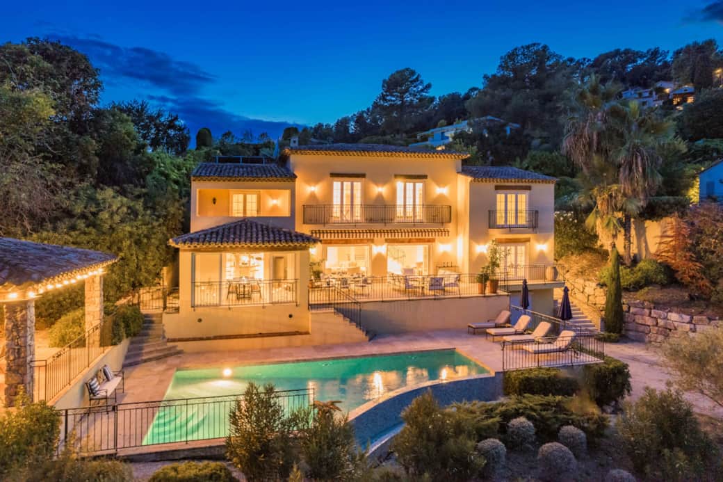 The villa at sunset
