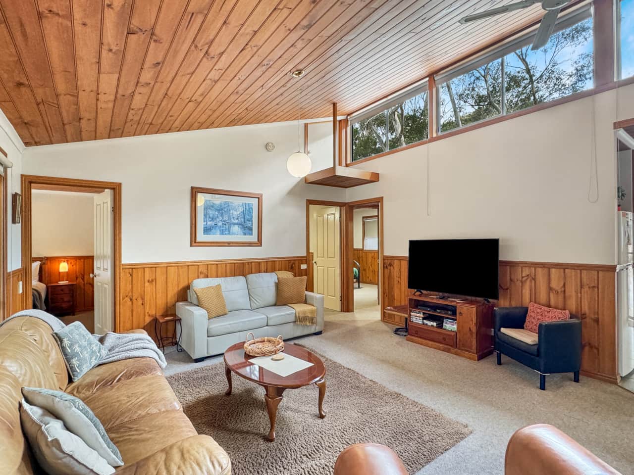 Cozy living: Comfy couches, TV, Foxtel, and a gas heater. Your perfect retreat.