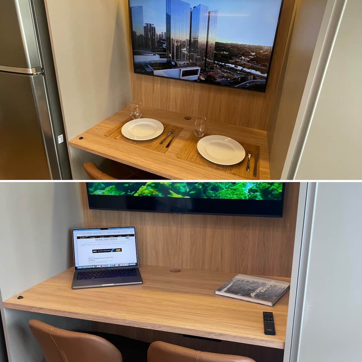 Ambiente funcional para home office e refeições
