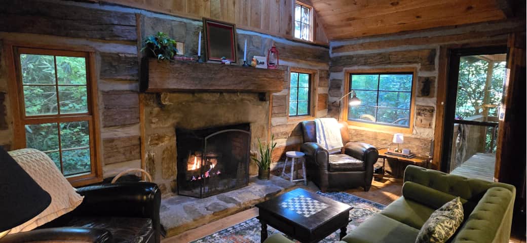 The fireplace is original to the home. The fireplace is gas and comes on with the flip of a switch.