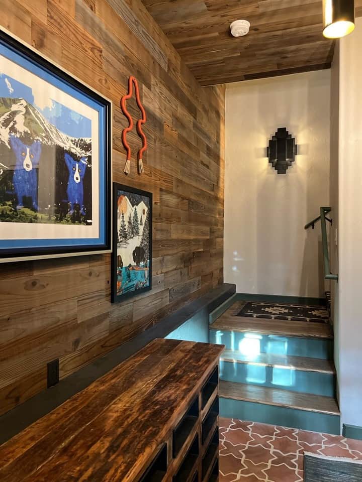 Mud room no floor facing stairs