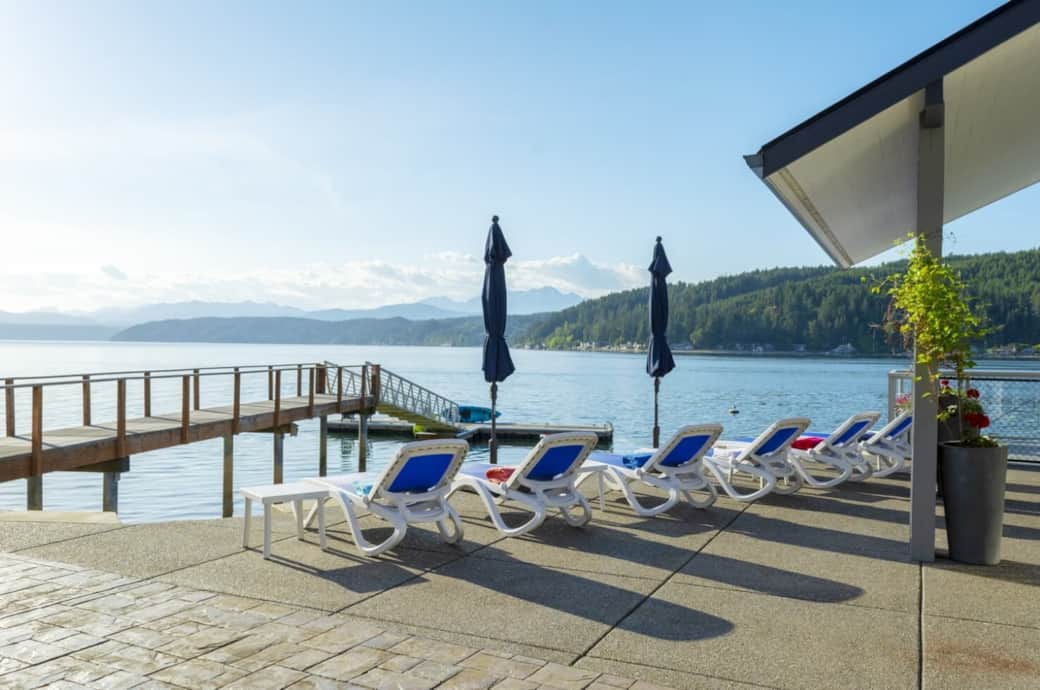 Sun chairs with mountain view Sun chairs with mountain view