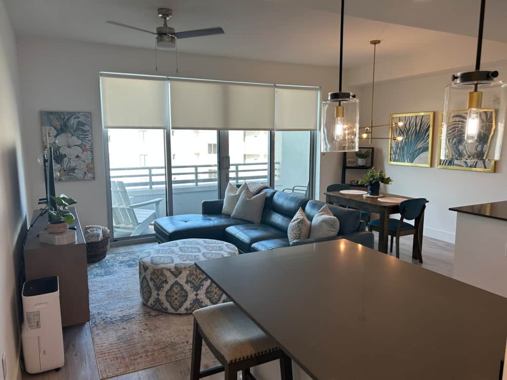 Living area and kitchen