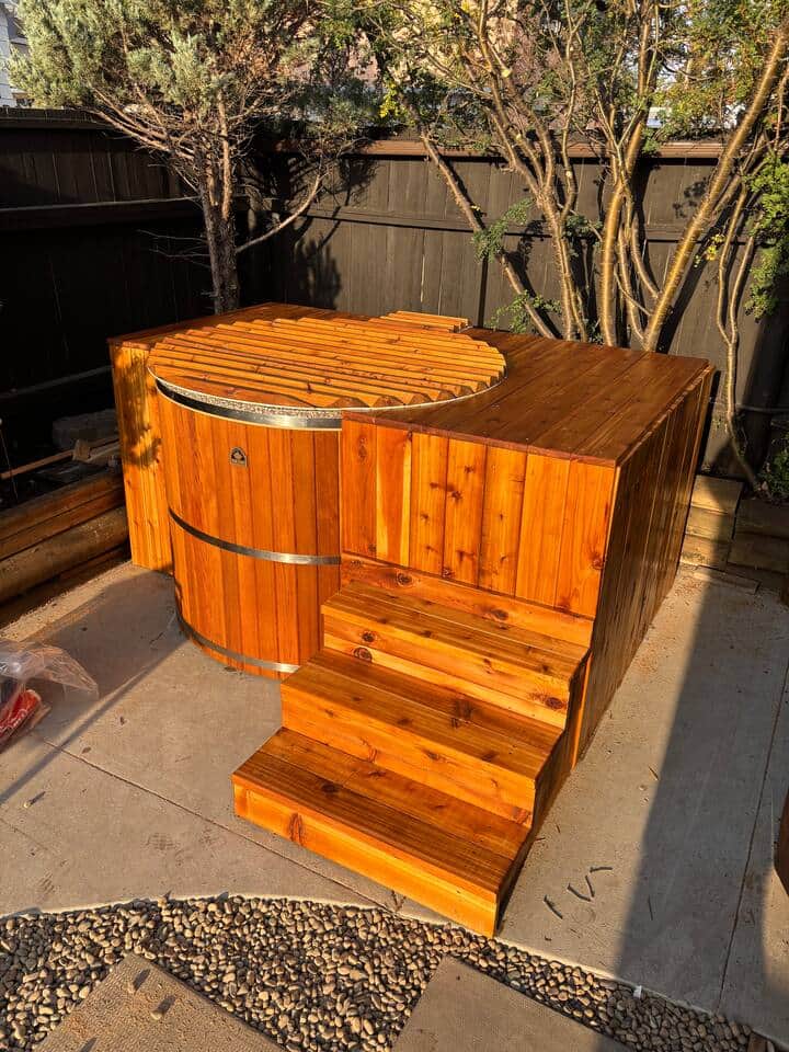 Soak in the cedar tub after a long day on the trails 