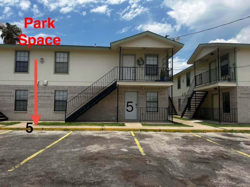 There’s one assigned parking space for one vehicle. More parking space would be by the street out side the property. 