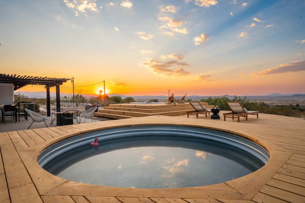 Refresh yourself in the cowboy pool while enjoying the beautiful sunset.