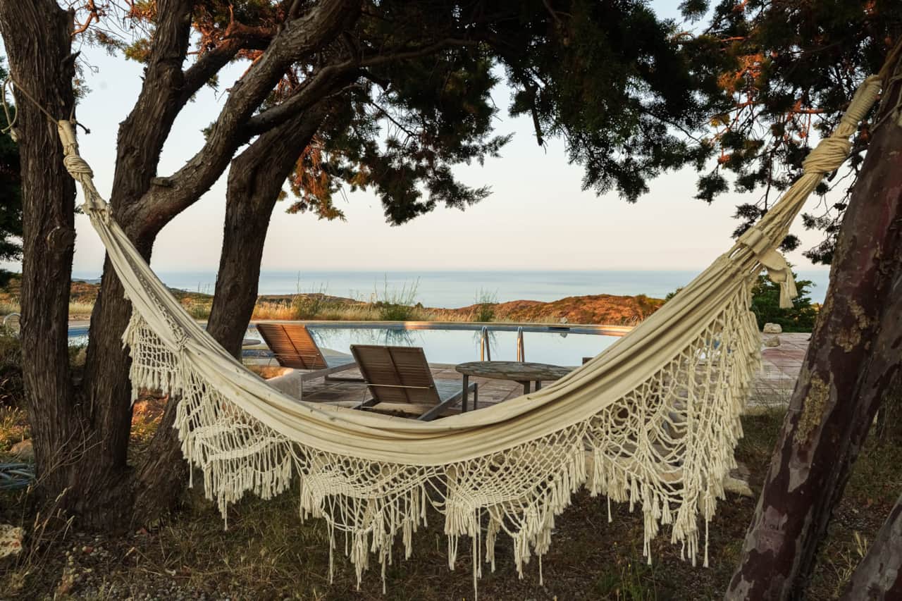 Relaxation area with hammocks