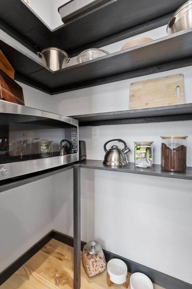 Pantry with complementary tea, coffee, and filters