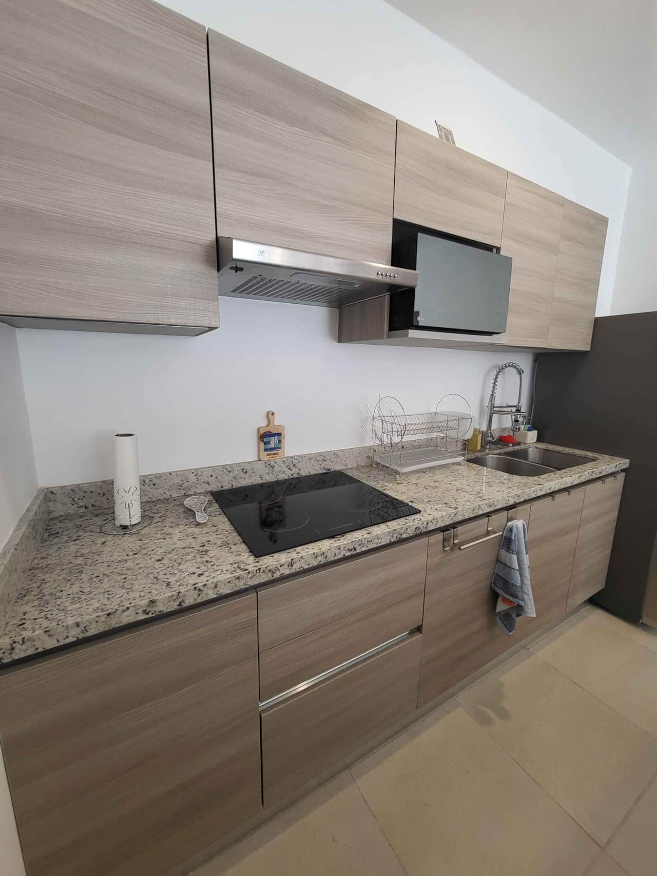 Electric stove with microwave