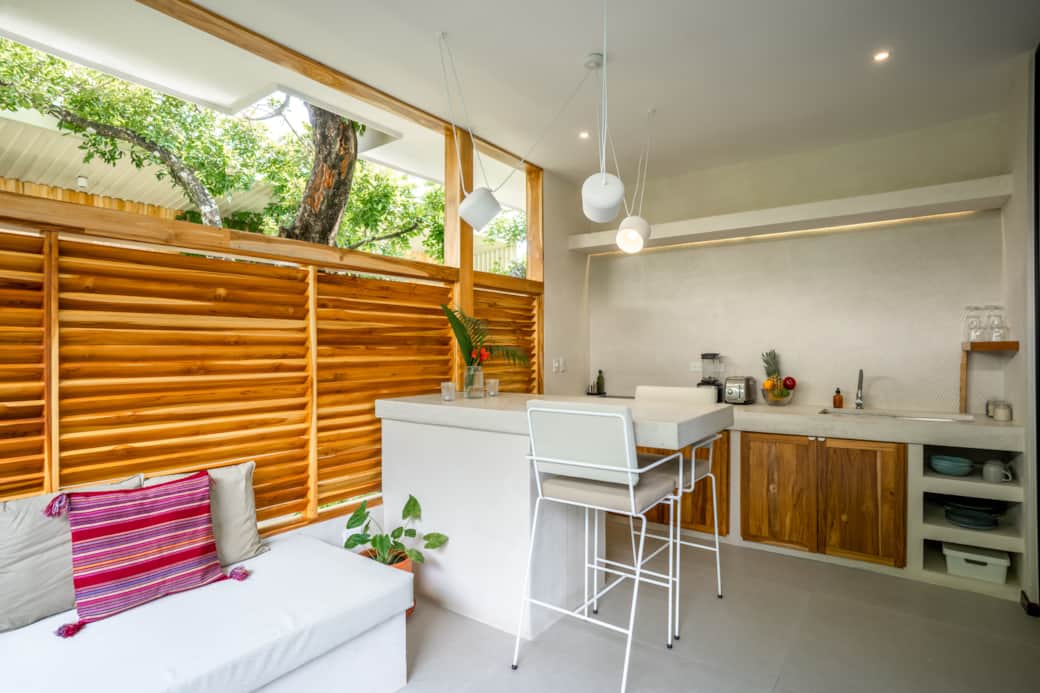 Outdoor kitchen and dining area