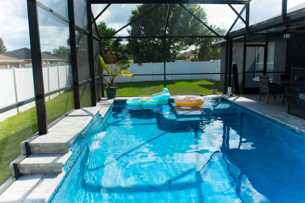 Spacious backyard and Saltwater Heated Pool that lights up at night