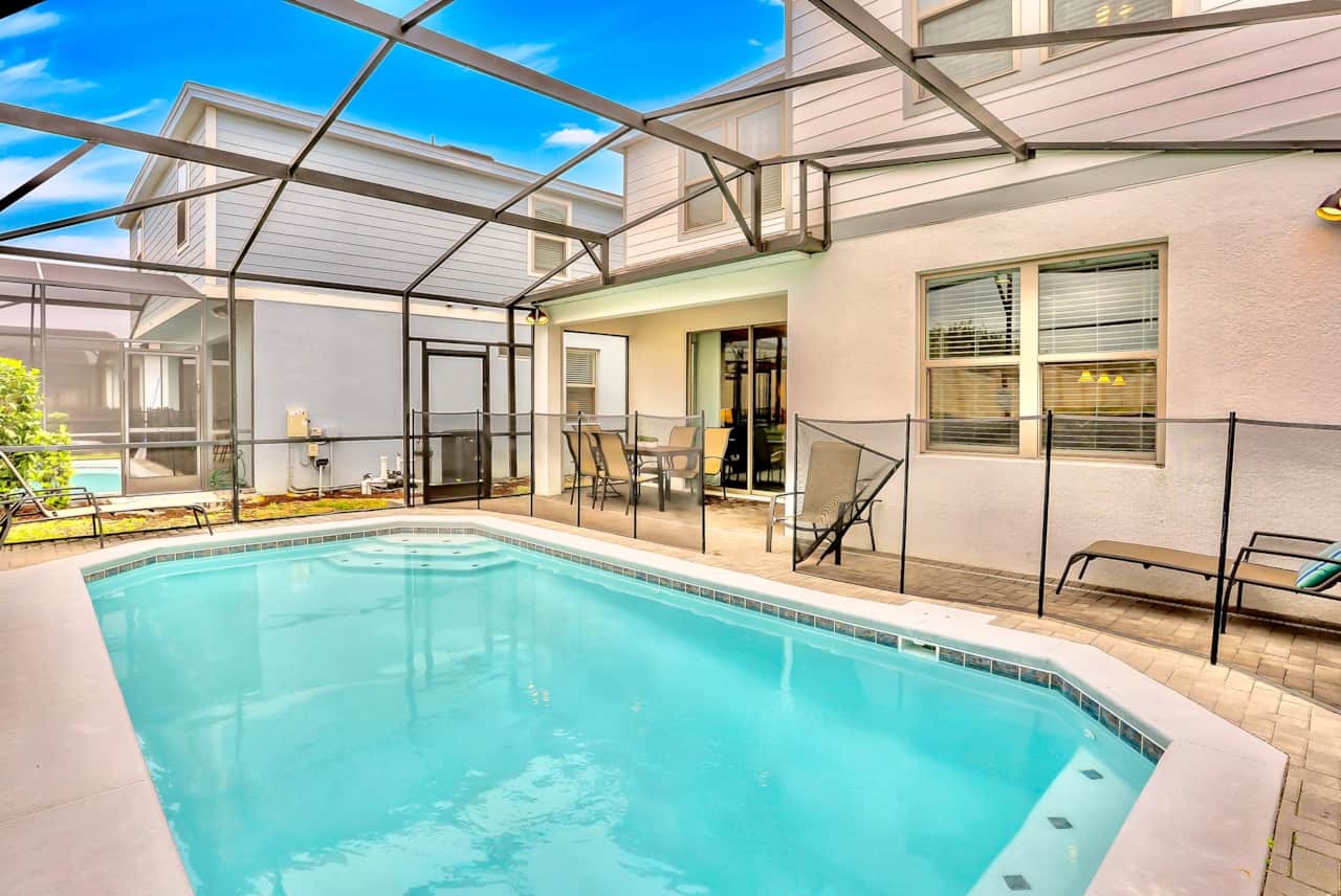 Plenty of pool furniture available for relaxation