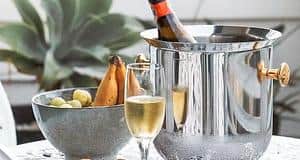 Sparkling wine in silver wine bucket