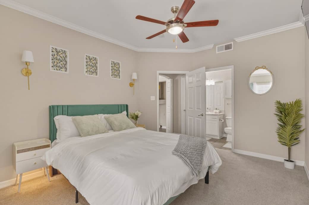 Welcome to the Green room where soft sage tones and peaceful decor create a perfect escape for you. Silence is the main soundtrack here. Relax, Breathe, and Enjoy. 