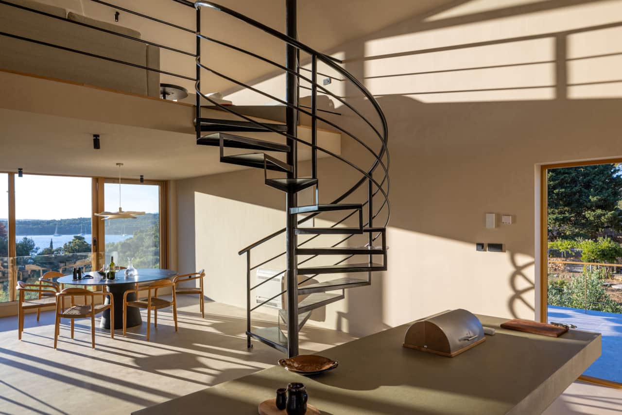 Fun spiral staircase to the mezzanine