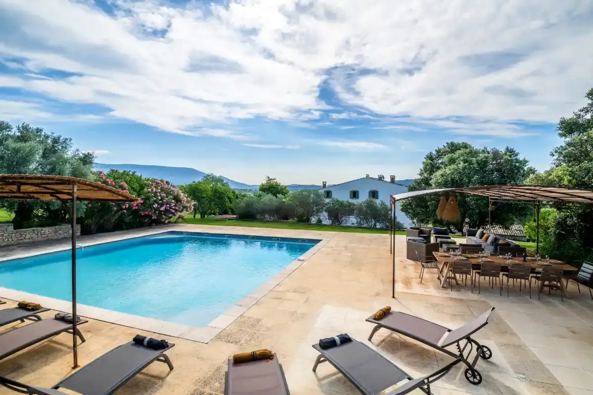 Heated swimming pool at a luxury villa in Provence