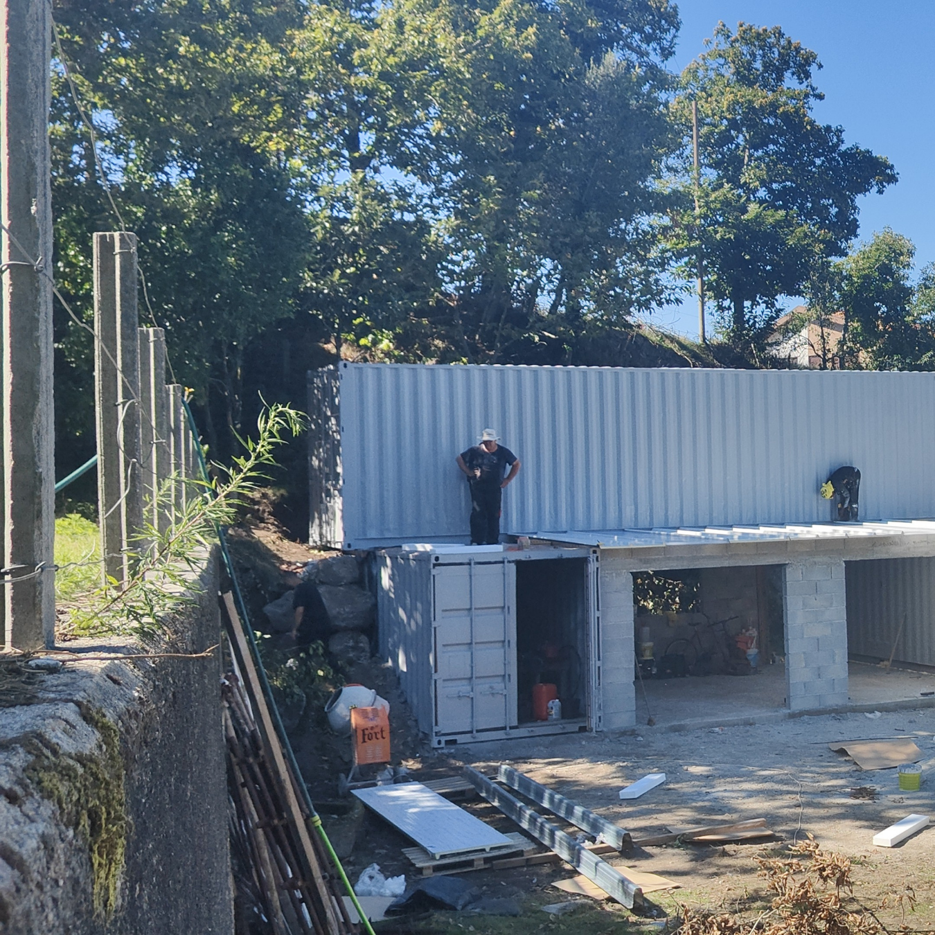 Containers being placed for laundry and garage