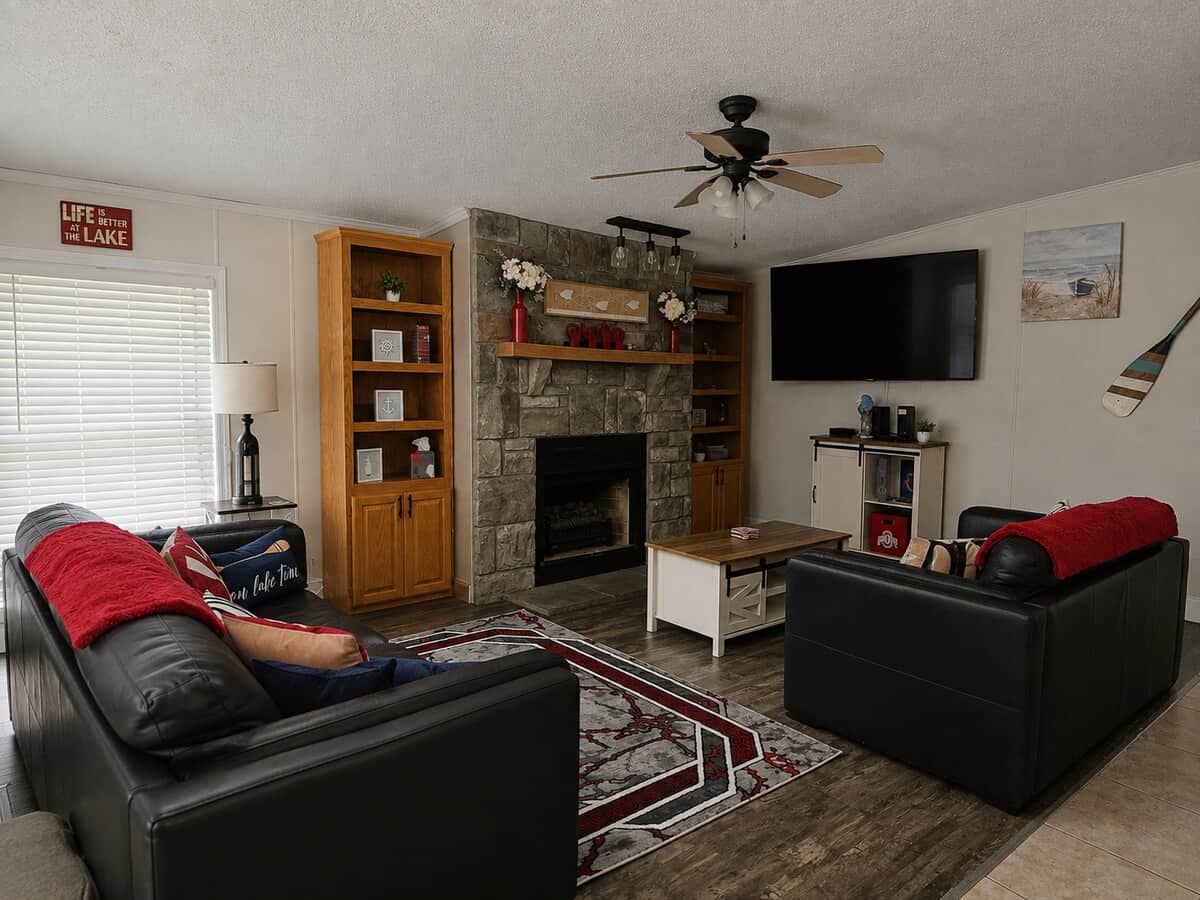 Cozy living room with plenty of space to unwind after a day exploring PIB