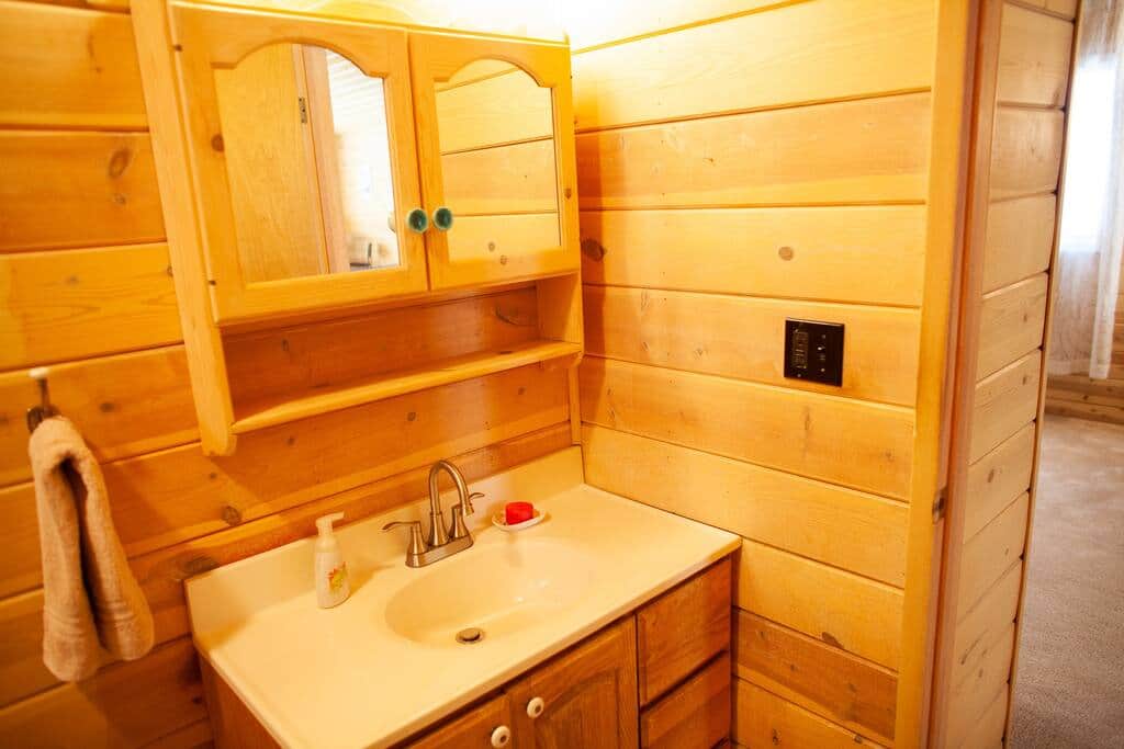Upstairs full bath with stand-up shower. Upstairs full bath with stand-up shower.