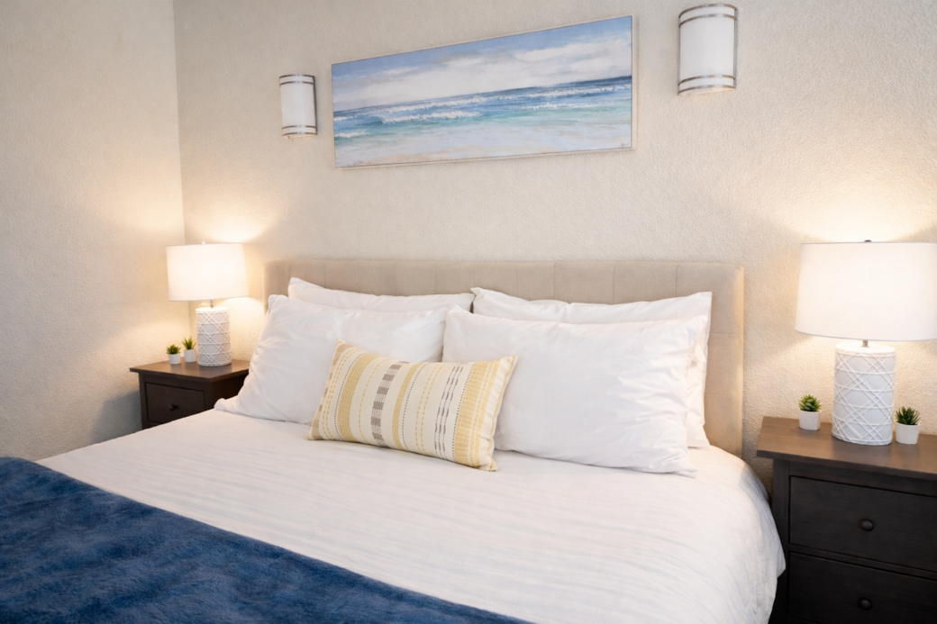 Sink into our ultra-comfortable Casper king mattress—guest favorite for the best night’s sleep. Sink into our ultra-comfortable Casper king mattress—guest favorite for the best night’s sleep.