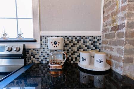 The perfect way to start your day in the custom designed kitchen. 