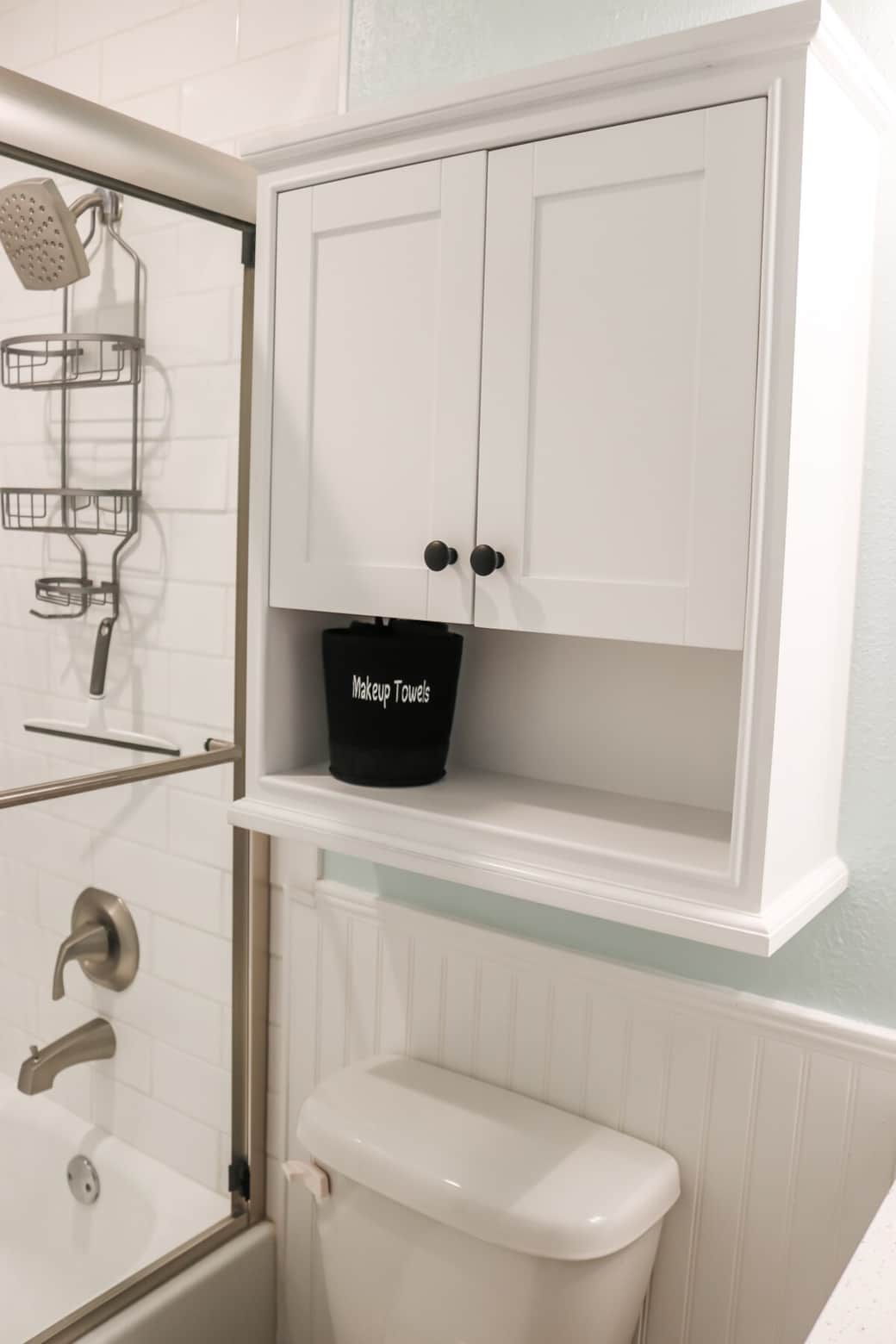 Makeup towels and plenty of storage.