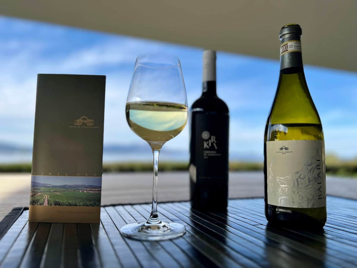 Due bottiglie di Cantina del Vermentino — Vermentino di Gallura DOCG, Sardegna — RENTAL12 welcome kit