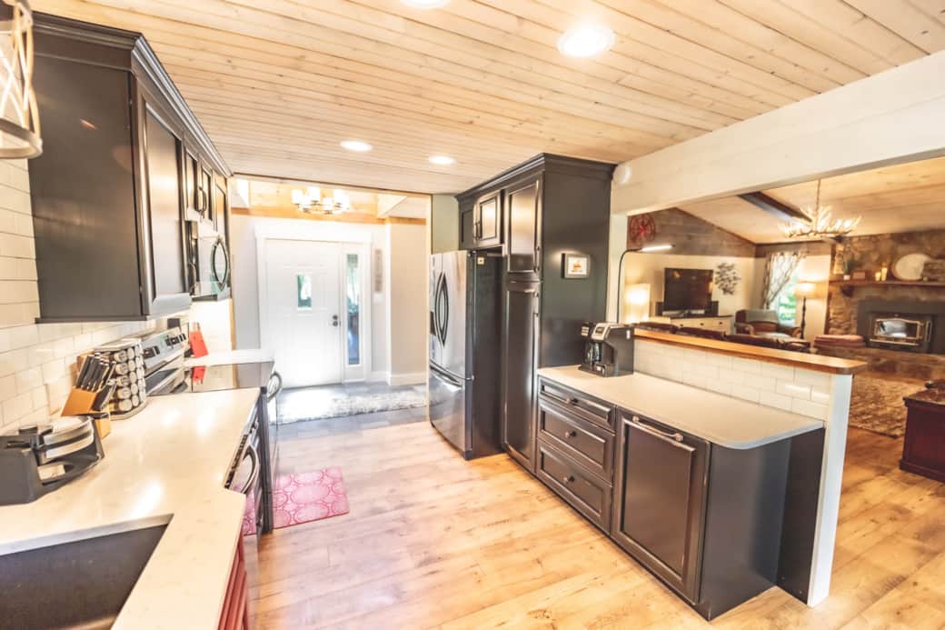 Kitchen with waffle iron and 12-cup and K-cup coffee maker Kitchen with waffle iron and 12-cup and K-cup coffee maker