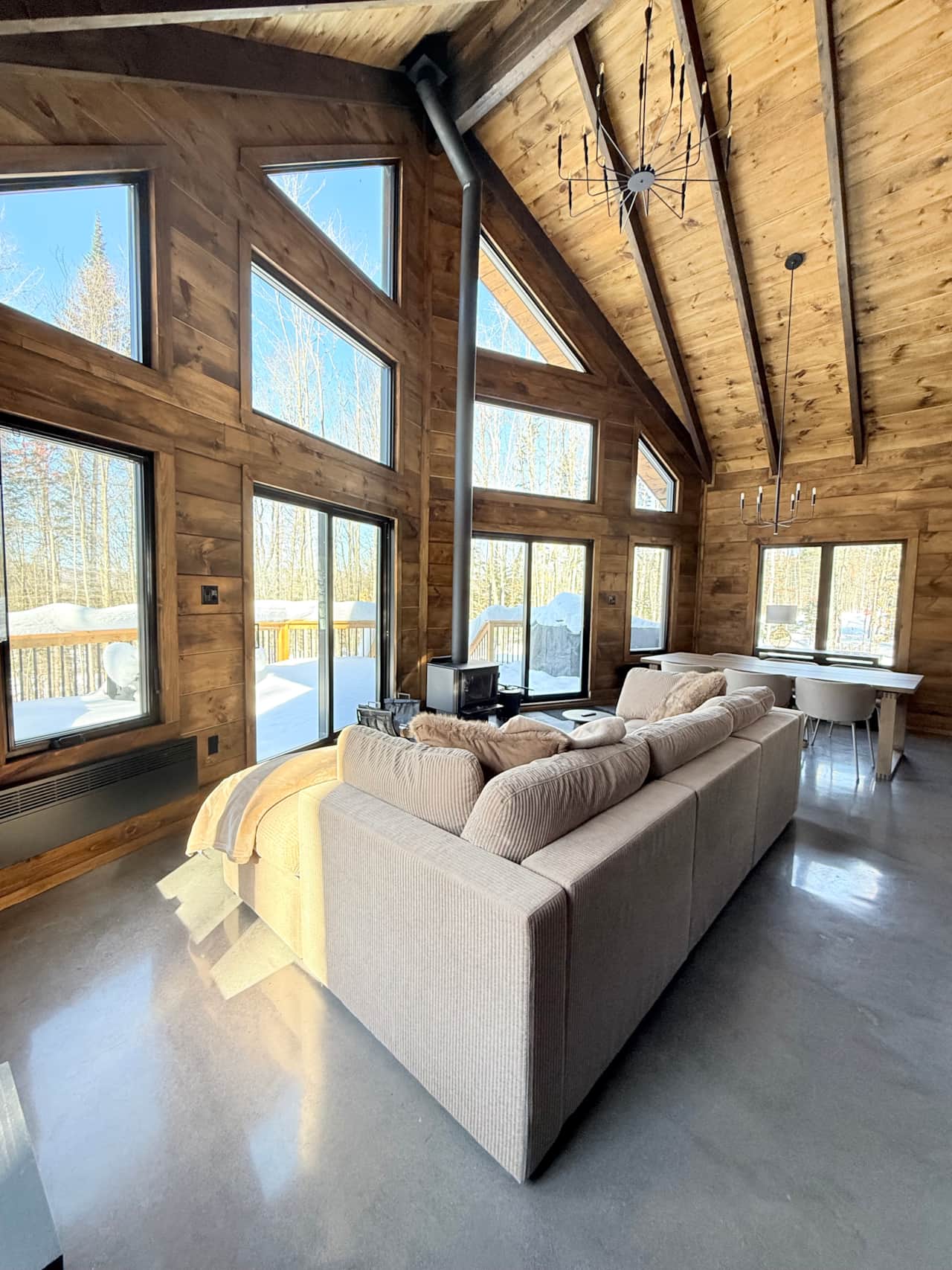 Living room with cathedral ceiling 