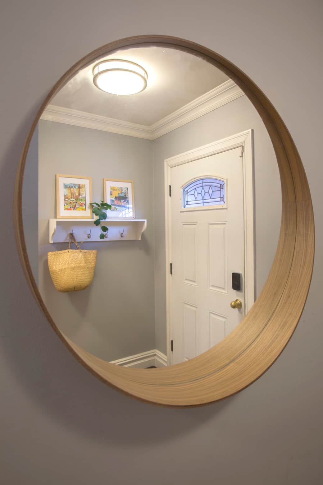 The front door has a smart lock