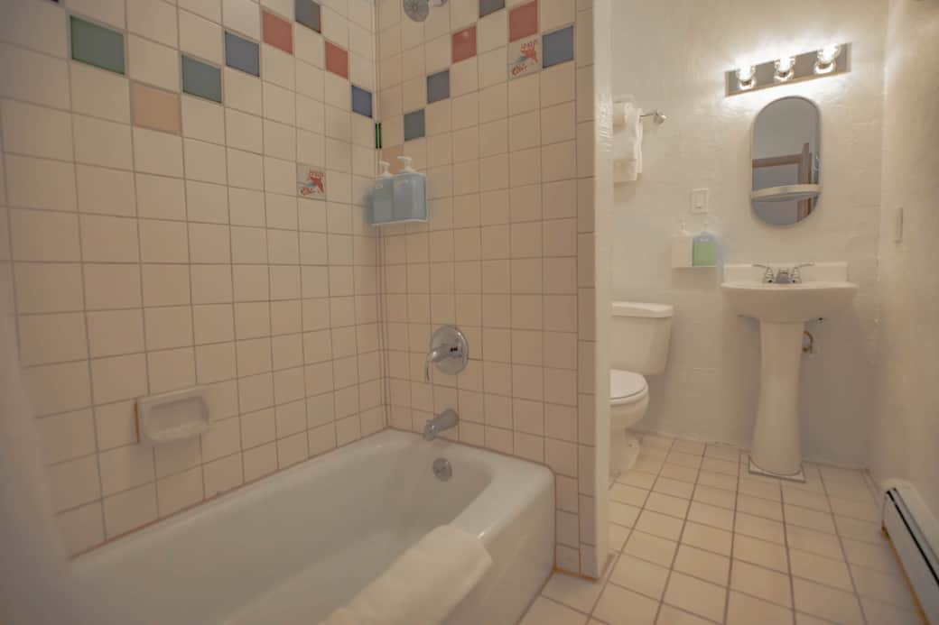 Bath tub and shower. Bath tub and shower.