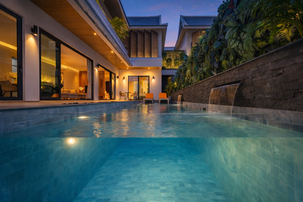 pool view evening