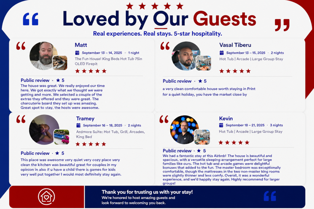 5-star stays, thoughtful hosting, and guests who leave feeling right at home.5-star stays, thoughtfu 5-star stays, thoughtful hosting, and guests who leave feeling right at home.5-star stays, thoughtfu