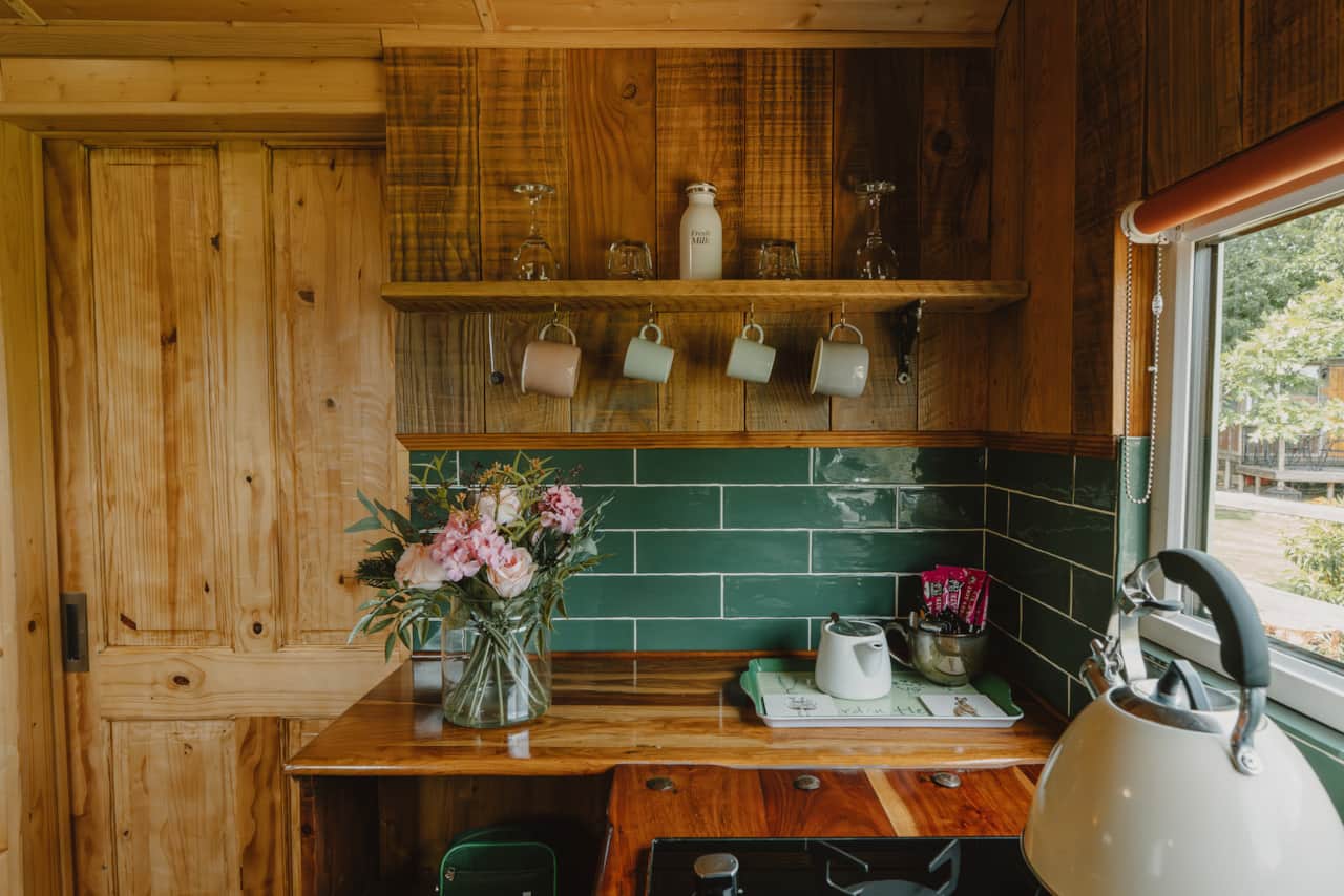 The kitchenette in the Den Hut.